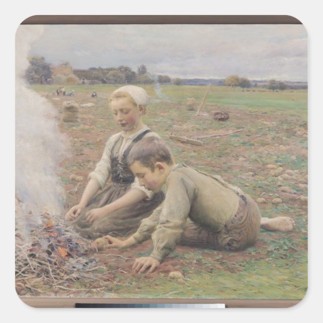 The Potato Gatherers, 1898 Square Sticker (Front)