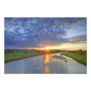 The Powder River catches last light in Custer Photo Print