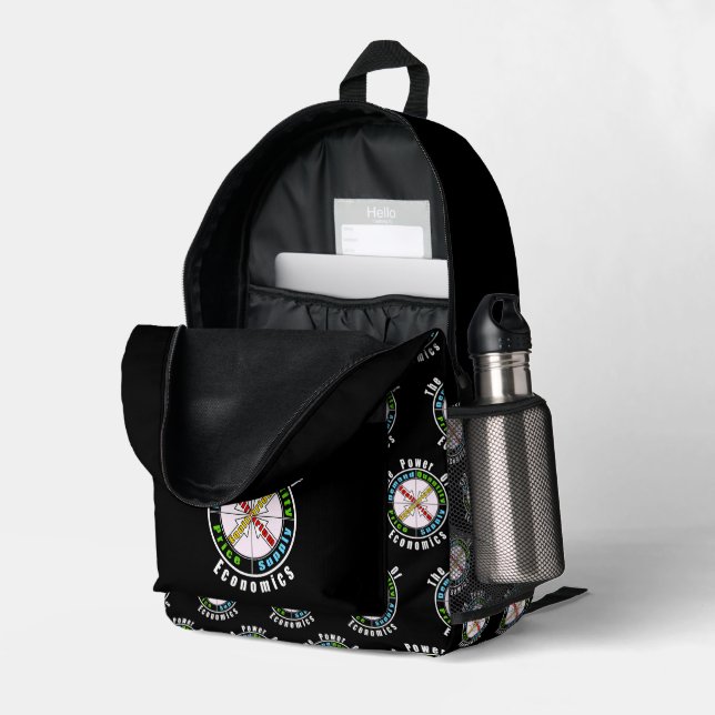 The power of economics   printed backpack (Back Corner Right (Open))