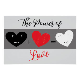 The Power of Love - black, red and white hearts Poster