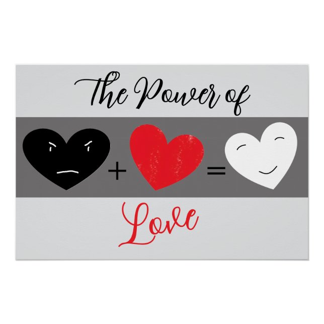 The Power of Love - black, red and white hearts Poster (Front)