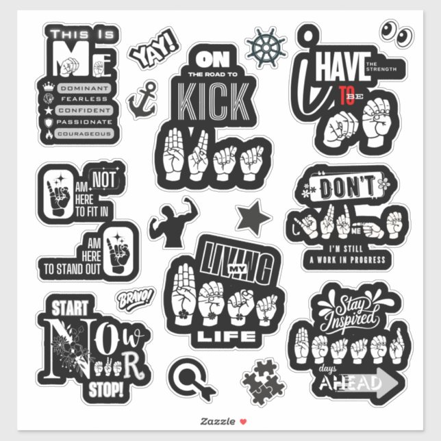 THE POWER OF ME — ASL-Inspired Sticker Manifesto (Sheet)