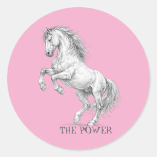 The Power of the Stallion Majestic Horse Graphic Classic Round Sticker