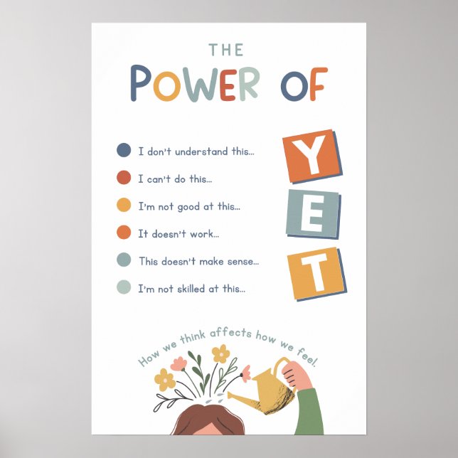 The Power of Yet Boho Classroom Poster (Front)