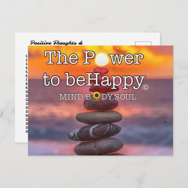 THE POWER TO BE HAPPY WITH AFFIRMATIONS POSTCARD (Front/Back)