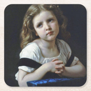 The Prayer, Bouguereau Square Paper Coaster