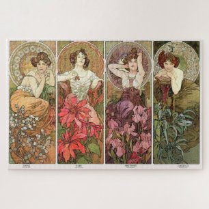 The Precious Stones 1900 by Mucha - Art Nouveau Jigsaw Puzzle
