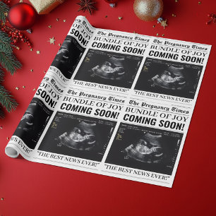 The Pregnancy Times Newspaper Custom Baby Photo Wrapping Paper
