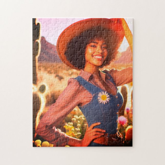 The Pretty Girl in the Blooming Desert Adult Jigsaw Puzzle (Vertical)
