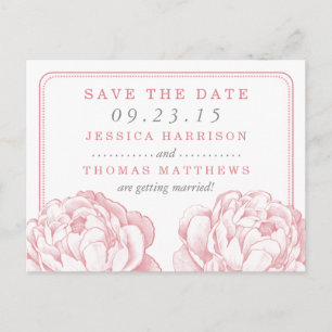 The Pretty Peony Floral Wedding Collection Announcement Postcard