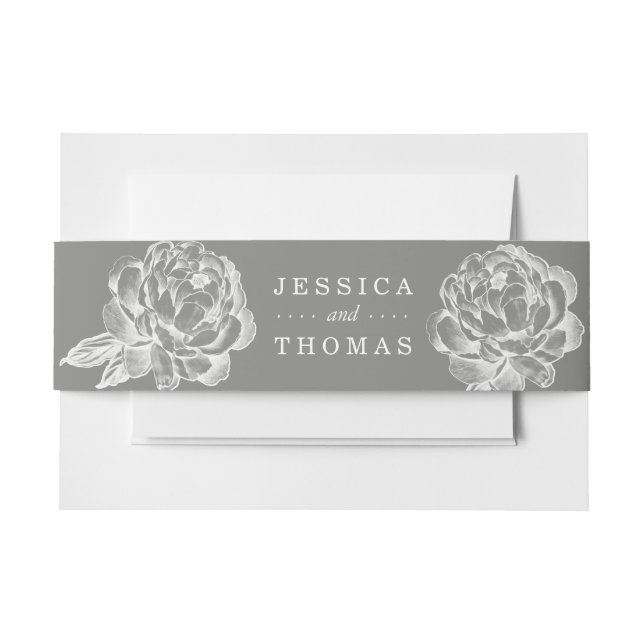 The Pretty Peony Floral Wedding Collection Invitation Belly Band (Front Example)