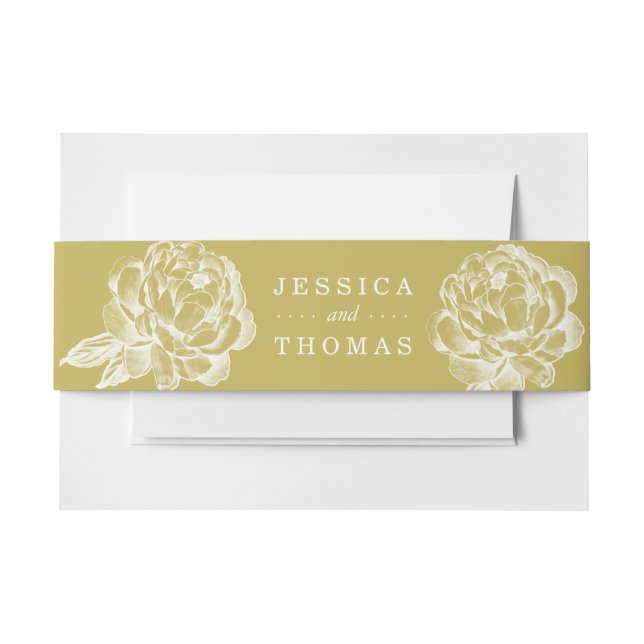 The Pretty Peony Floral Wedding Collection Invitation Belly Band (Front Example)