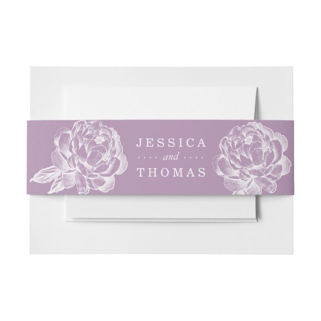 The Pretty Peony Floral Wedding Collection Invitation Belly Band (Front Example)