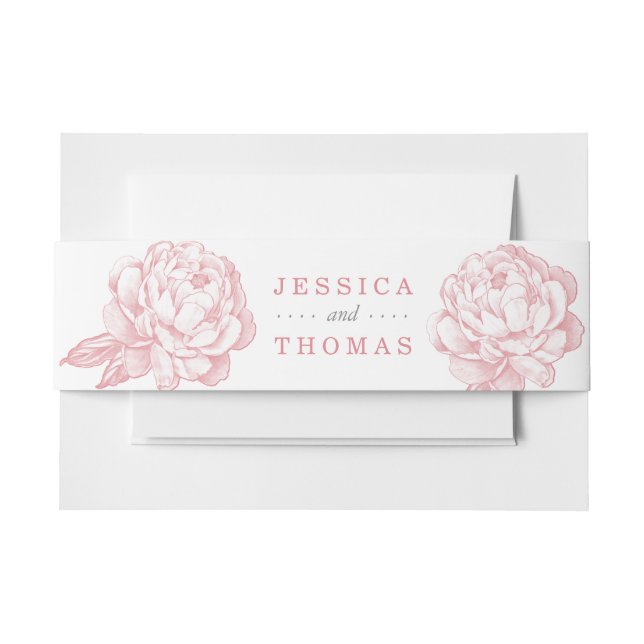 The Pretty Peony Floral Wedding Collection Invitation Belly Band (Front Example)