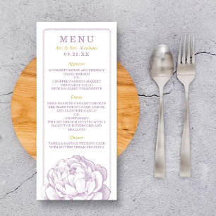 The Pretty Peony Floral Wedding Collection - Menu