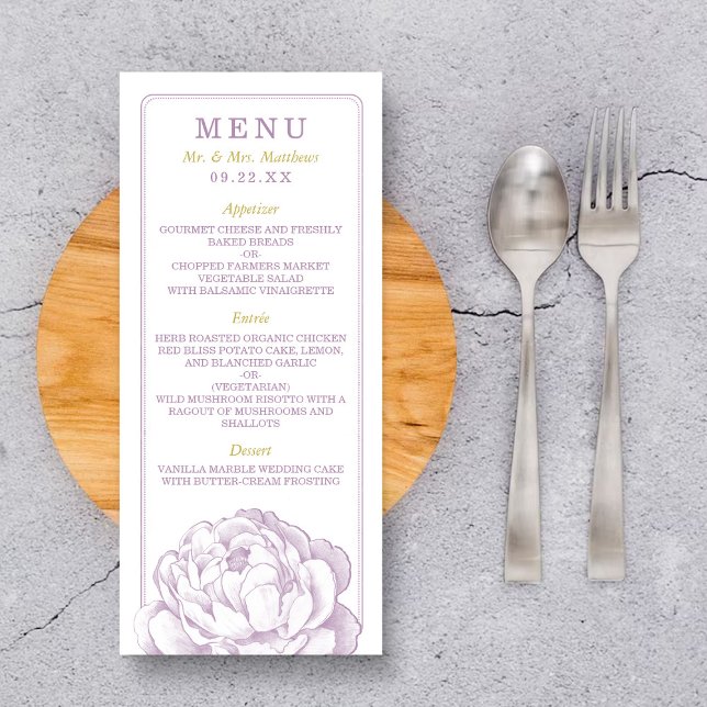 The Pretty Peony Floral Wedding Collection Menu (Creator Uploaded)