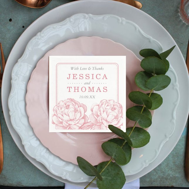 The Pretty Peony Floral Wedding Collection Napkin (Creator Uploaded)