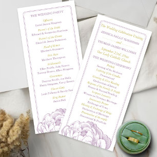 The Pretty Peony Floral Wedding Collection Program Rack Card