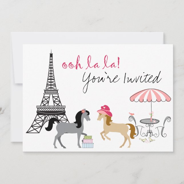 The Pretty Ponies Paris Horse Birthday Invitation (Front)