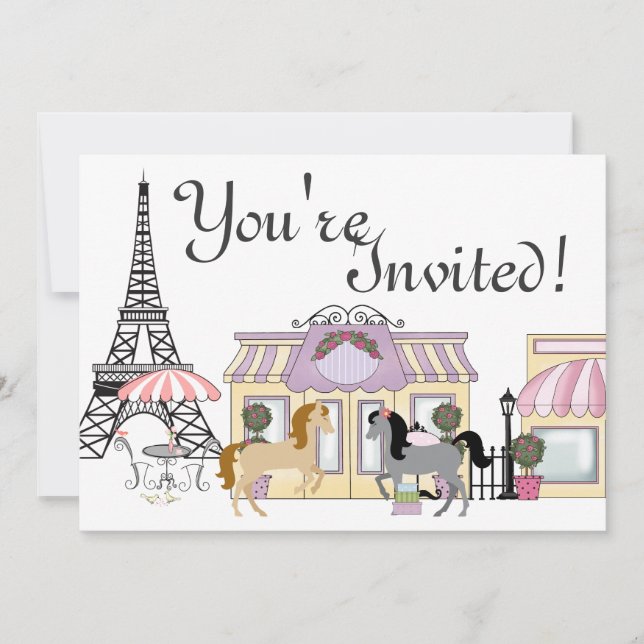 The Pretty Ponies Paris Horse Birthday Invitation (Front)