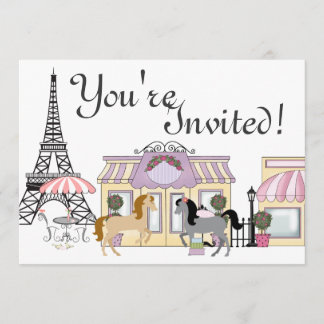 The Pretty Ponies Paris Horse Birthday Invitation