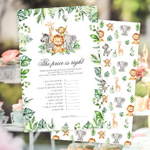 The price is righ Safari Animals baby shower games