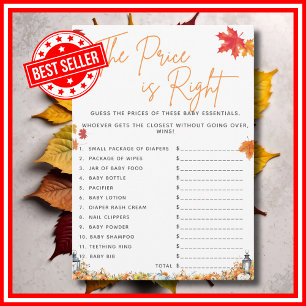 THE PRICE IS RIGHT Baby Shower Game Little Pumpkin Invitation