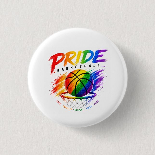 The Pride Basketball Rainbow Themed Design 3 Cm Round Badge (Front)