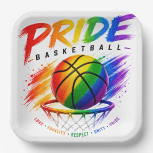 The Pride Basketball Rainbow Themed Design Paper Plate
