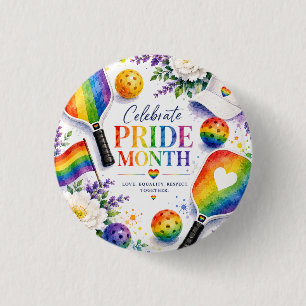 The Pride Pickleball Rainbow themed 3 Cm Round Badge
