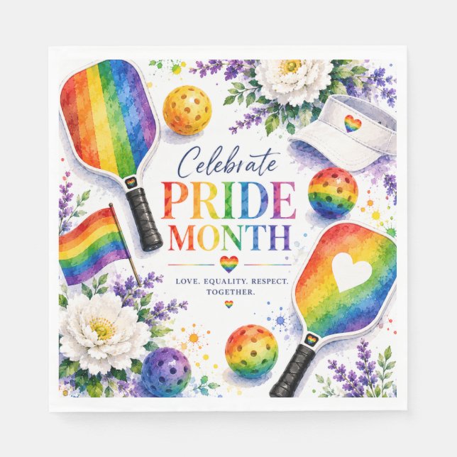 The Pride Pickleball Rainbow themed Napkin (Front)