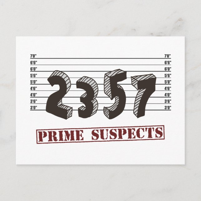 The Prime Number Suspects Postcard (Front)