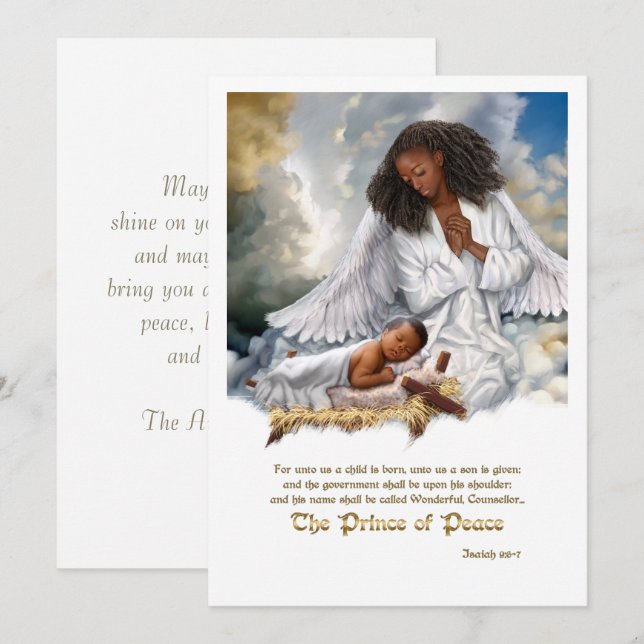 The Prince of Peace. Angel and Baby Jesus  Holiday Card (Front/Back)