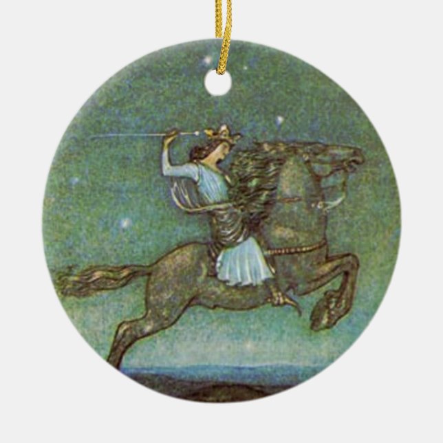 The Prince Rides in Moonlight by John Bauer Ceramic Tree Decoration (Front)