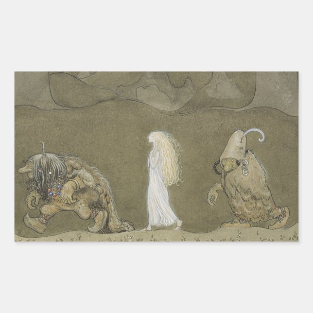 The Princess and the Trolls - John Bauer Rectangular Sticker (Front)