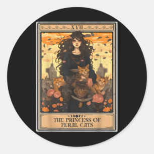 The Princess Of Feral Cats Tarot Card Classic Round Sticker