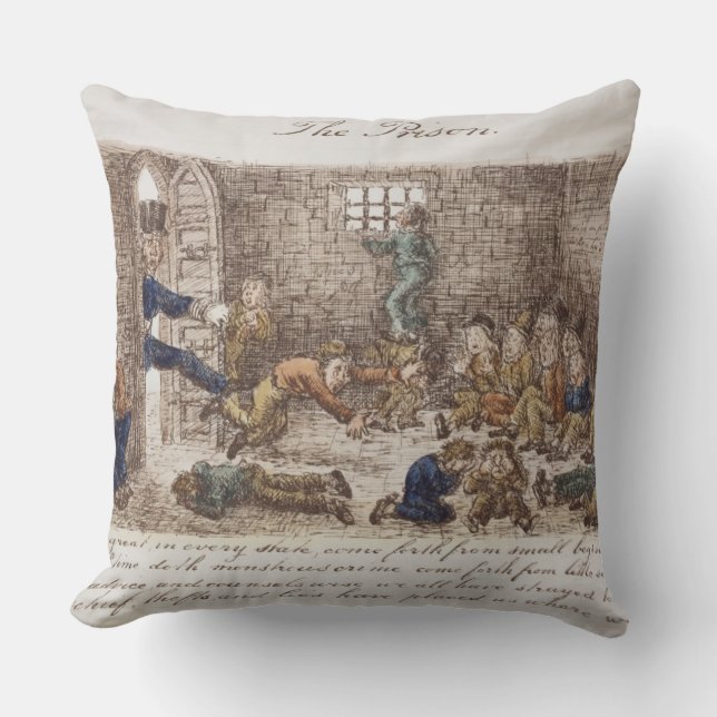 The Prison, 1858 (coloured engraving) Cushion (Front)