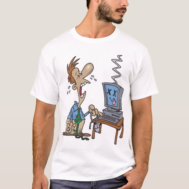 the Problem with the computer, a mouse in a hand T-Shirt (Front)
