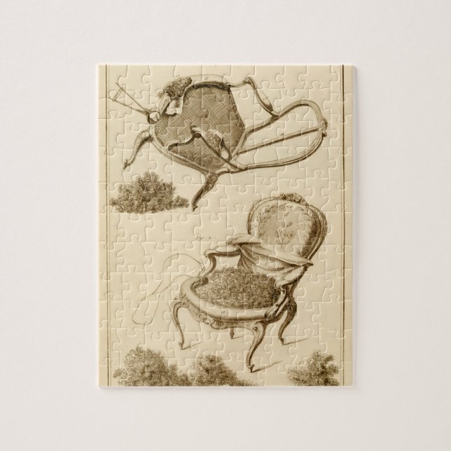 The process of upholstering a chair, from the 'Enc Jigsaw Puzzle (Vertical)