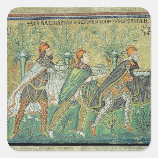 The procession of the three kings square sticker (Front)