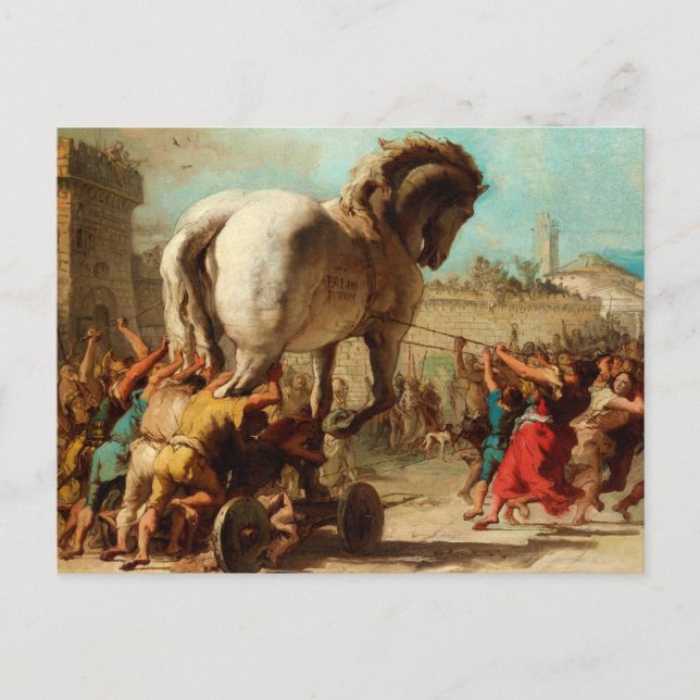 The Procession of the Trojan Horse in Troy Postcard (Front)
