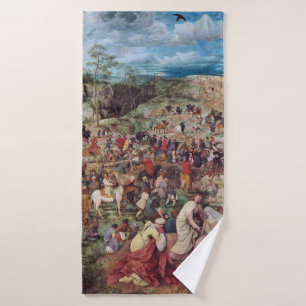 The Procession to Calvary, Pieter Bruegel Bath Towel