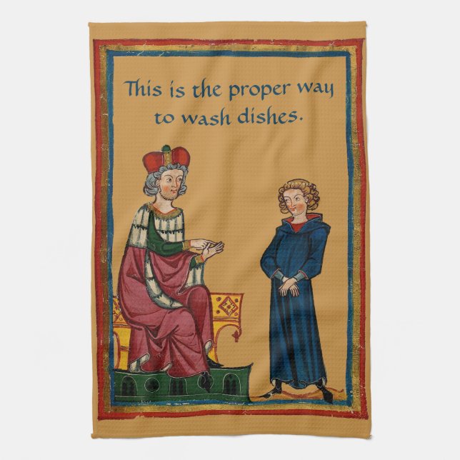 The proper way to wash dishes tea towel (Vertical)