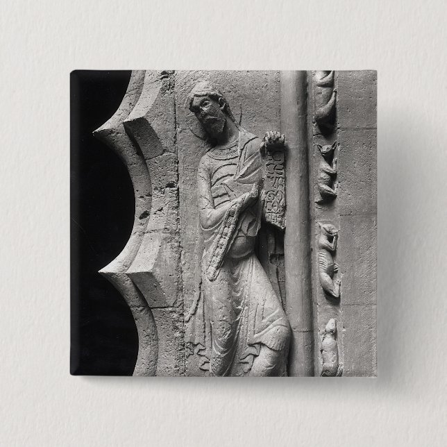 The prophet Isaiah unrolling a phylactery 15 Cm Square Badge (Front)