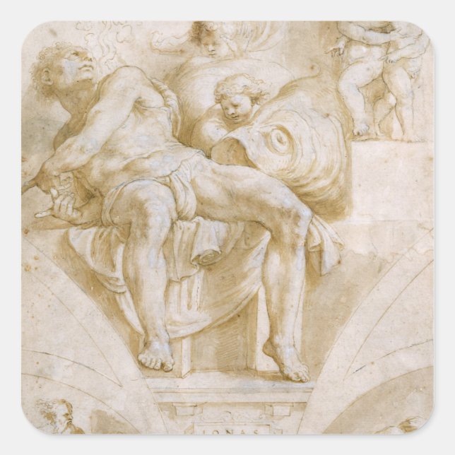 The Prophet Jonah and Two Destroyed Lunettes Square Sticker (Front)