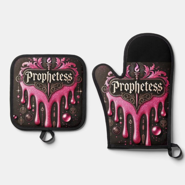 'The Prophetess' Oven Mitts & Pot Holders Set: Han Oven Mitt & Pot Holder Set (Front)