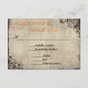 The Proposal Vintage Wedding RSVP in Orange Card