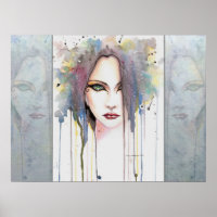 The Psychic Fantasy Woman Portrait Watercolor Art