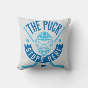 The Puck Stops Here Hockey Name & Number Pillow