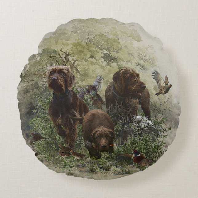 The Pudelpointer   Round Cushion (Front)